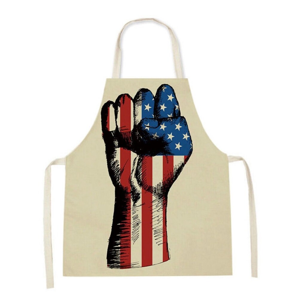 Patriotic USA Flag Linen Apron, BBQ Party Bib